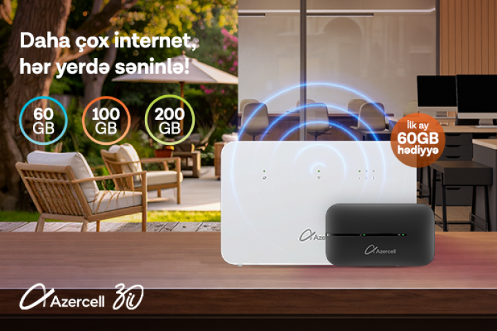 Azercell-dən “MiFi” və “Wi-Fi” cihazı əldə et, internetdən daha əlverişli şərtlərlə yararlan ®